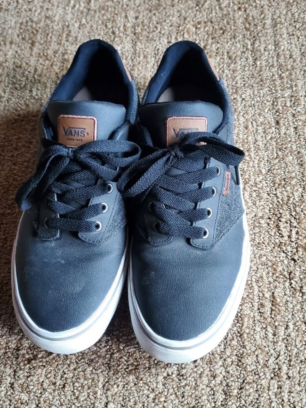 VANS Atwood Deluxe Comfort Men's Black Brown White Canvas Sneakers